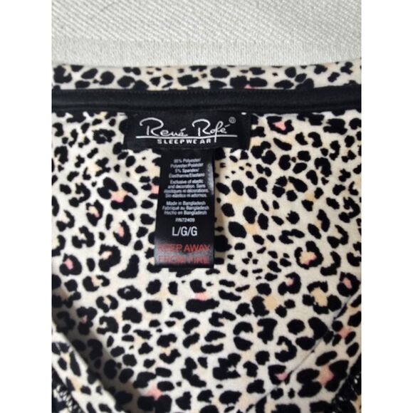 Woman's Leopard Print Pajama Set Cropped Bottoms Sleeveless Henley Button Top L - Picture 2 of 7